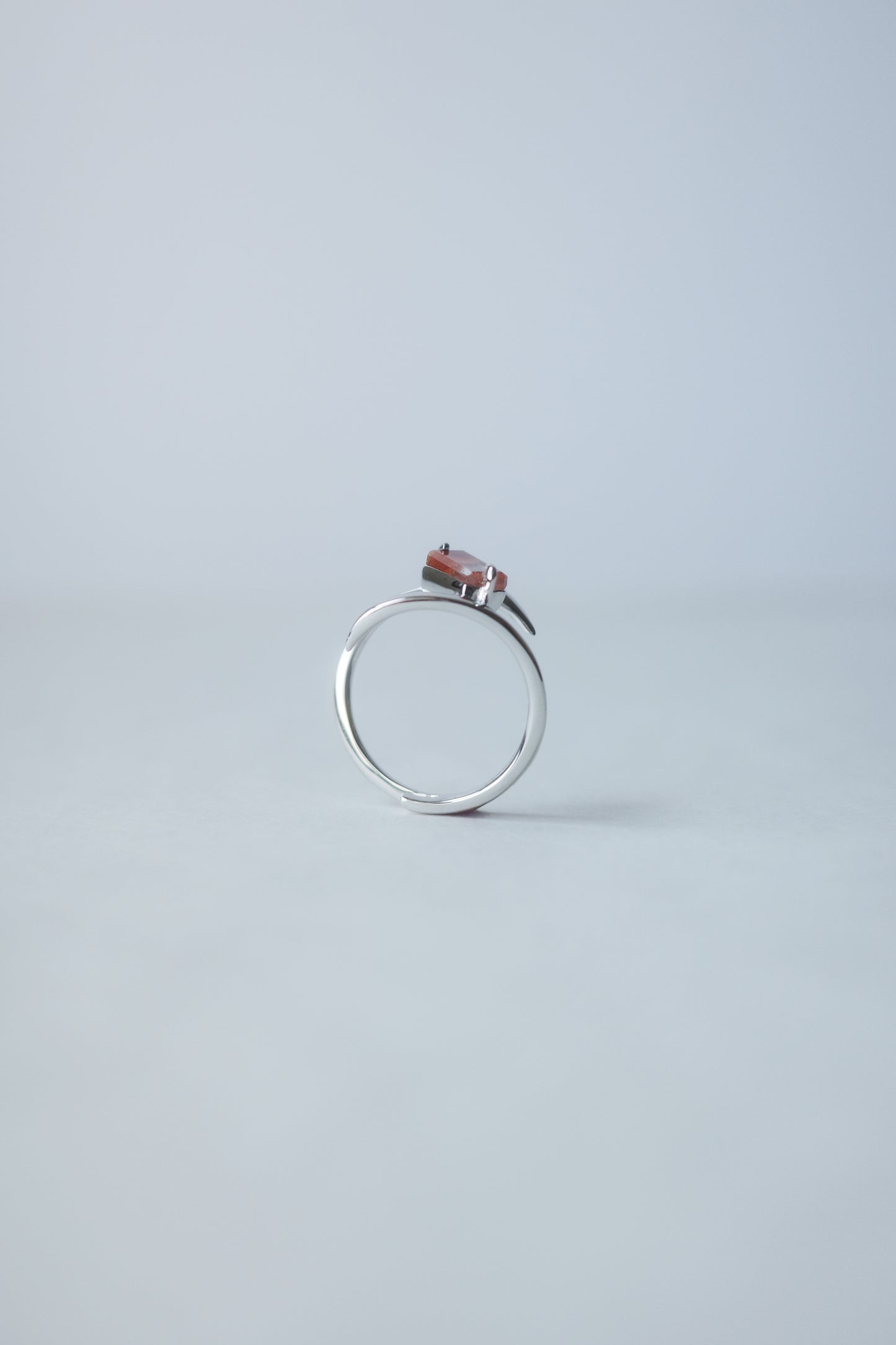 Polaris Line Ring / Silver - Amphibole In Quartz