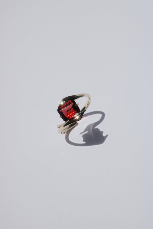Polaris Line Ring  / K10 - Garnet