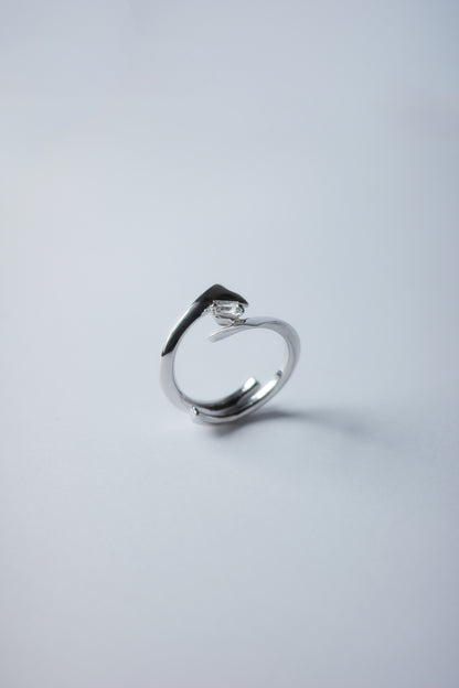 Polaris Line Ring  / Silver - Morganite