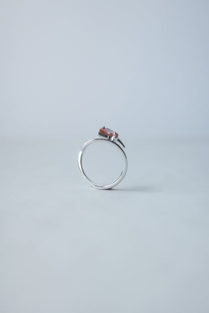 Polaris Line Ring  / Silver - Amphibole In  Quartz