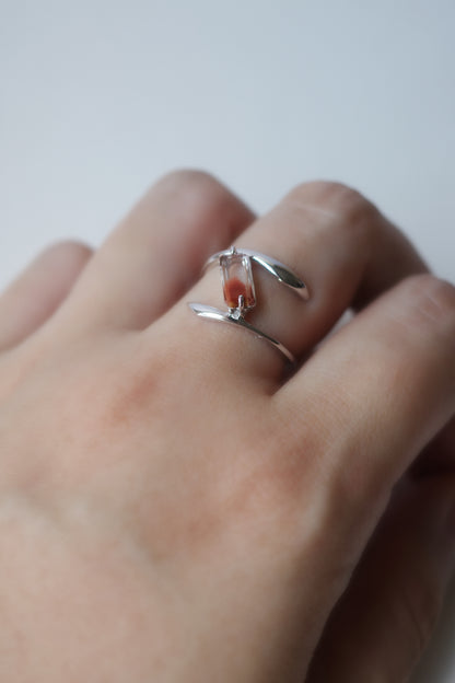 Polaris Line Ring  / Silver - Amphibole In  Quartz