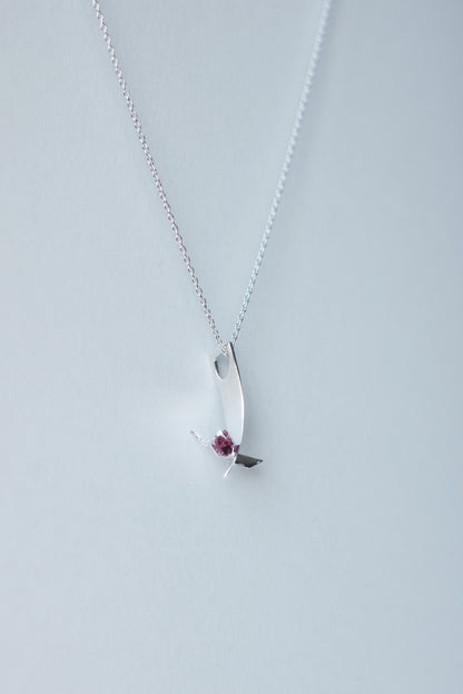 Polaris Line Necklace  / Silver - Rhodolite Garnet